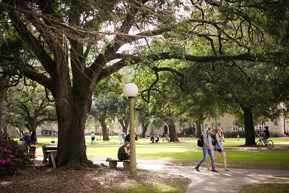 Students walking on campus
