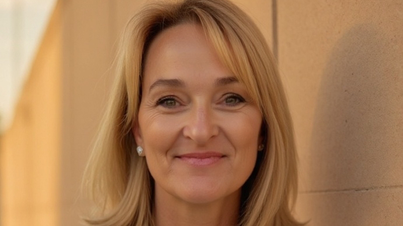 Headshot of Millibeth Currie with a tan wall behind her